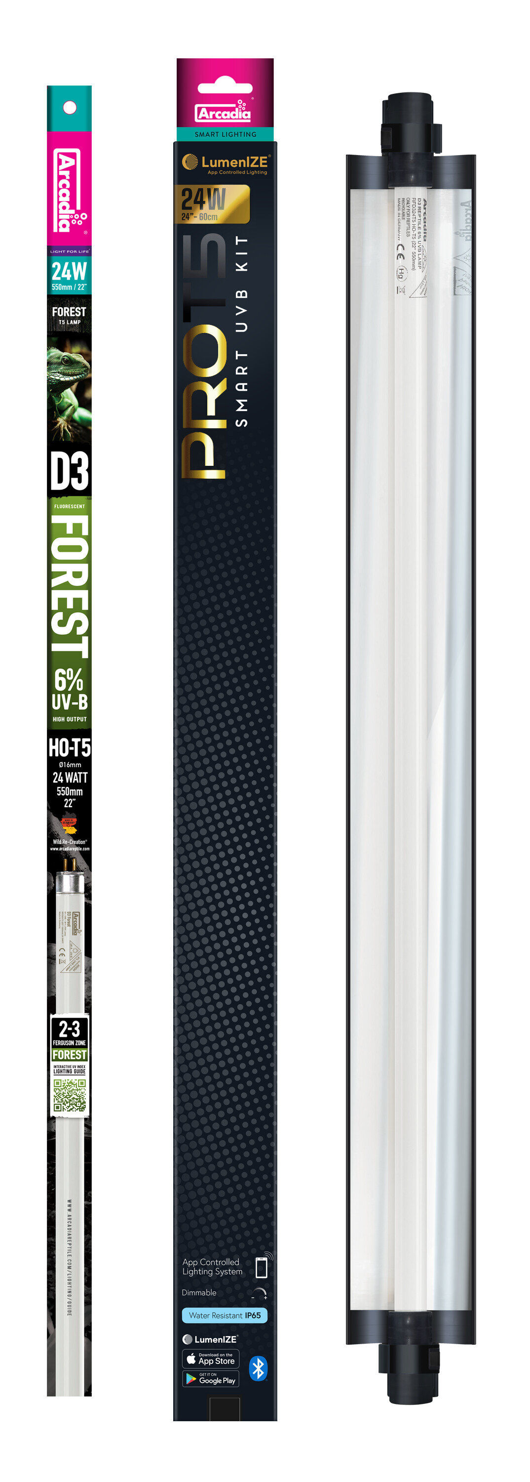 Arcadia - Luminaire Pro T5 Uvb Kit D3 6% Uvb 24 Watt - R&eacute;ptiles Image num&eacute;ro 3