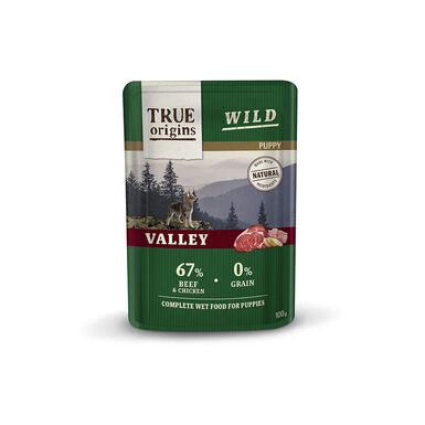 True Origins Wild - Repas Sachet Fraîcheur Bœuf & Poulet pour Chiots - 100G