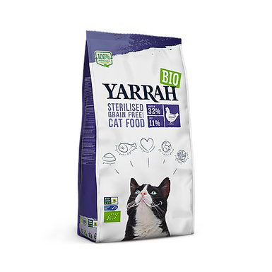 Yarrah - Croquettes sans Céréales Poulet et Poissons pour Chats Stérilisés - 2Kg