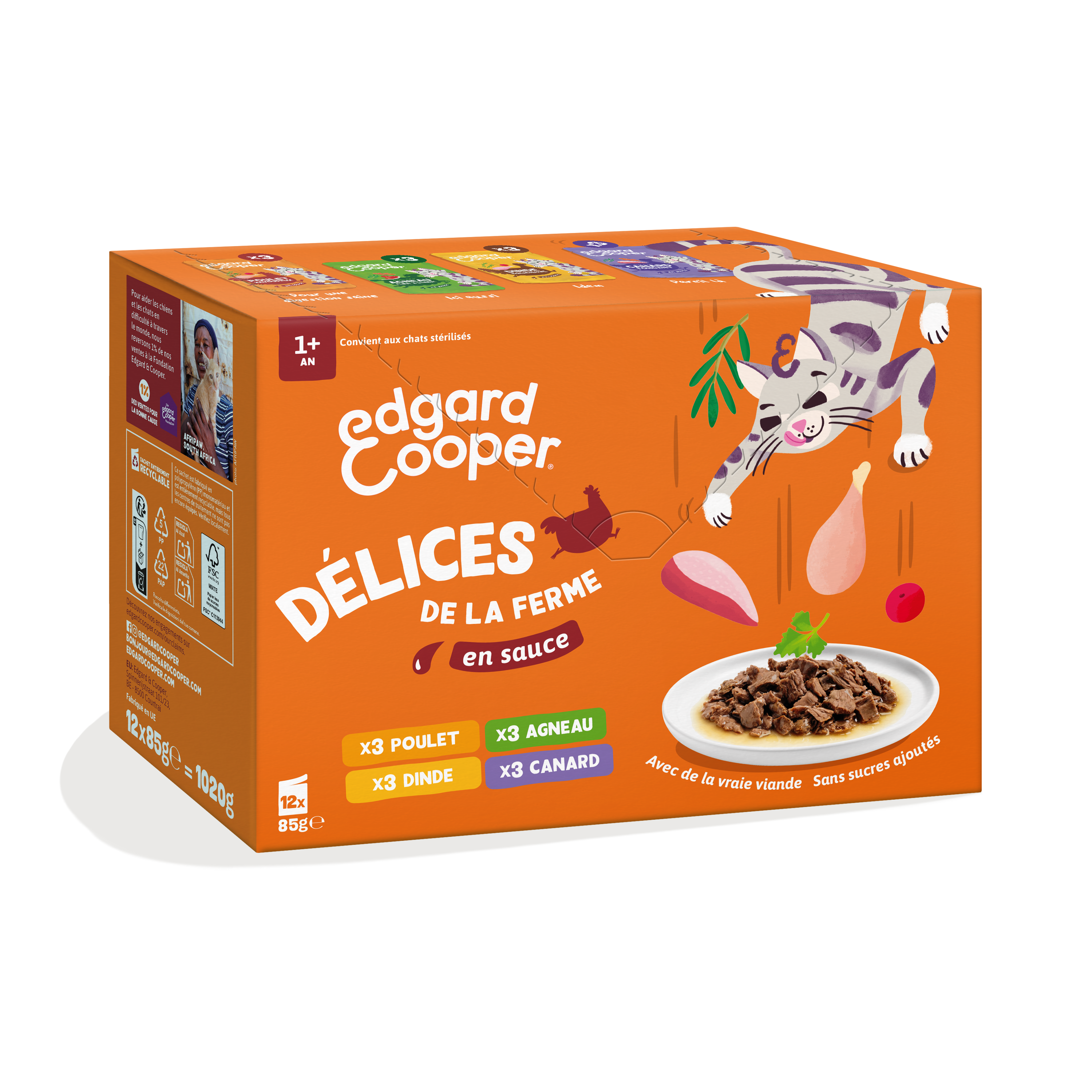 Edgard & Cooper - Multipack D&eacute;lices de la Ferme Viande en Sauce pour Chats - 12x85g Image num&eacute;ro 1