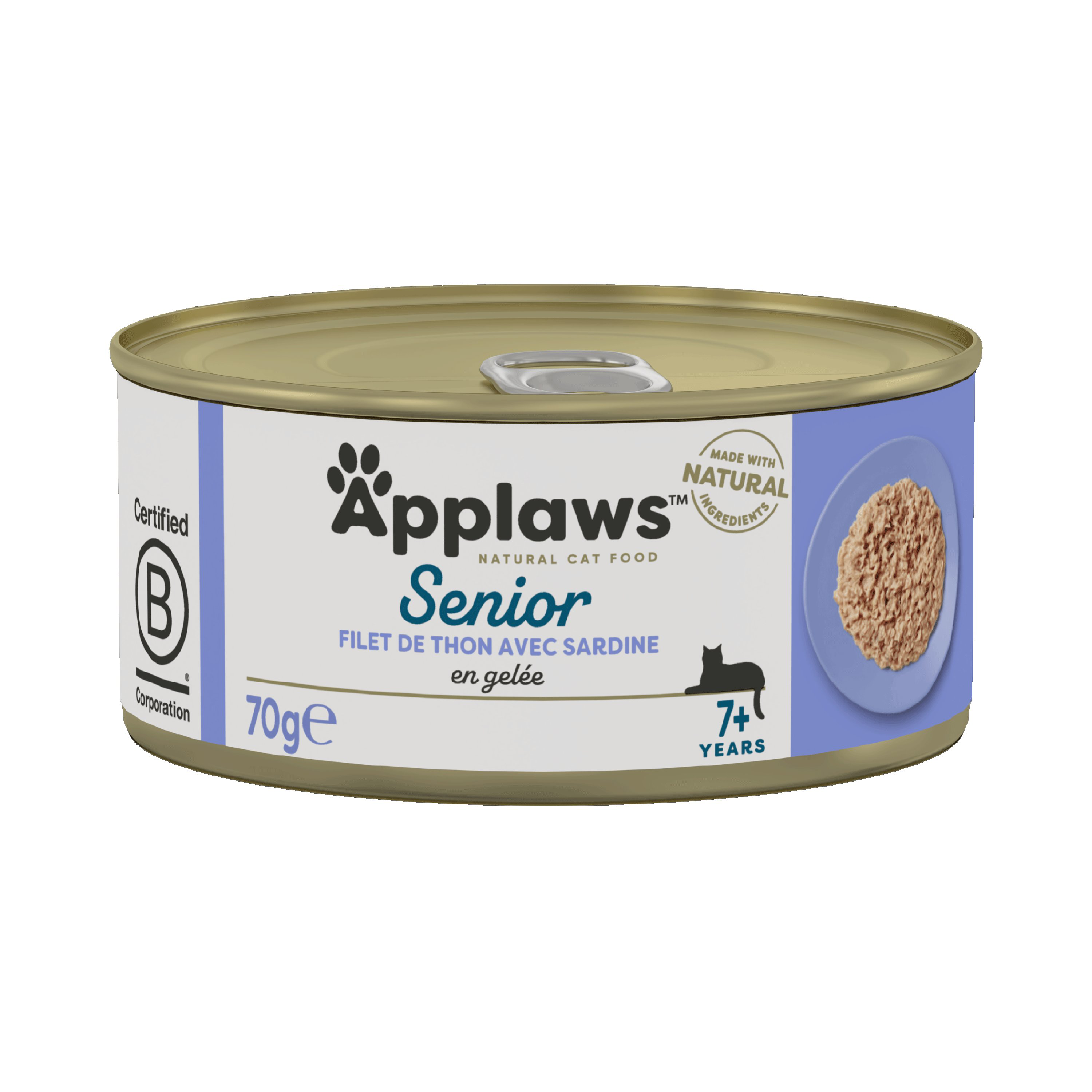 Applaws - P&acirc;t&eacute;e en Bo&icirc;te au Thon et Sardine pour Chat Senior - 70g Image num&eacute;ro 1