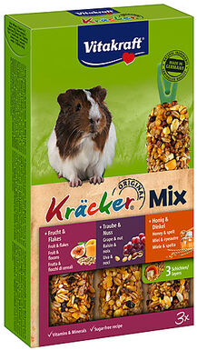 Vitakraft - Friandises Kräcker Trio-Mix au Miel Fruits et Noix pour Cochons d'Inde - x3