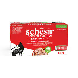 Schesir - P&acirc;t&eacute;e en Gel&eacute;e Thon et Crevette pour Chats - 6x50g