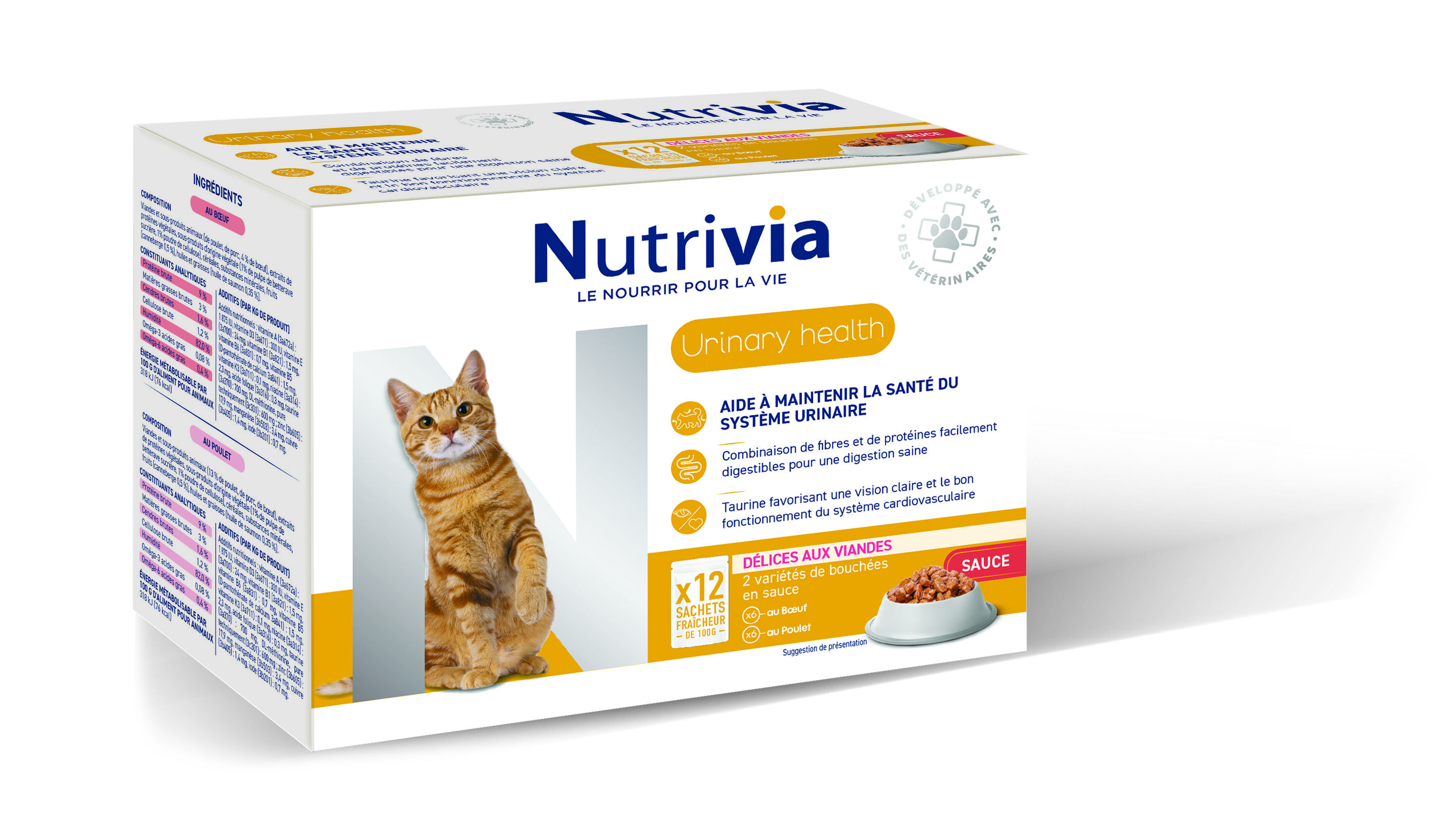 Nutrivia - Sachets en Sauce Urinary pour Chats Adultes - 12x100g Image num&eacute;ro 1