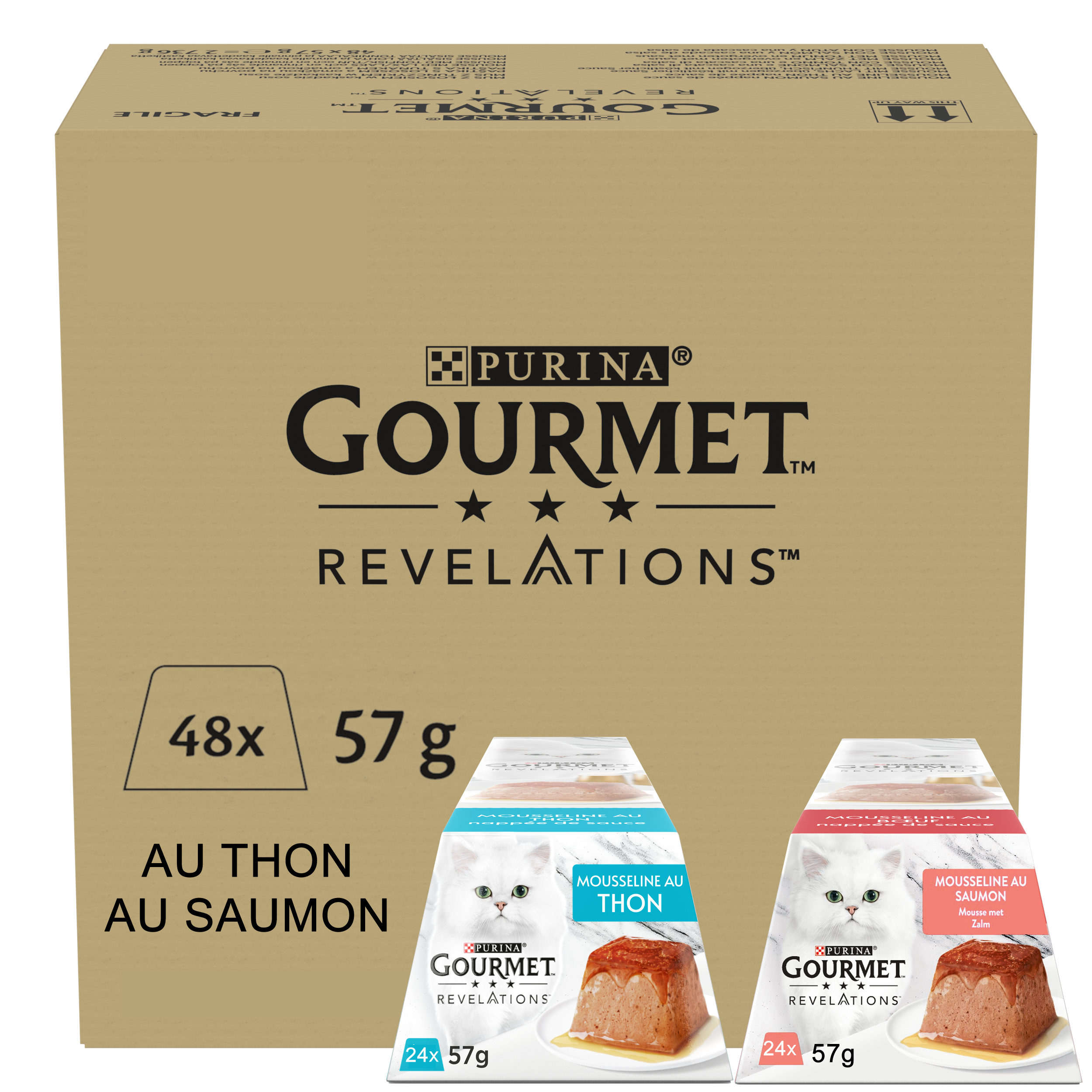Gourmet - Portions Repas Revelations Mousseline Thon et Saumon pour Chats - 48x57g Image num&eacute;ro 1