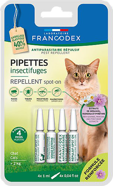 Francodex - Pipettes Antiparasitaires Répulsives pour Chats - x4
