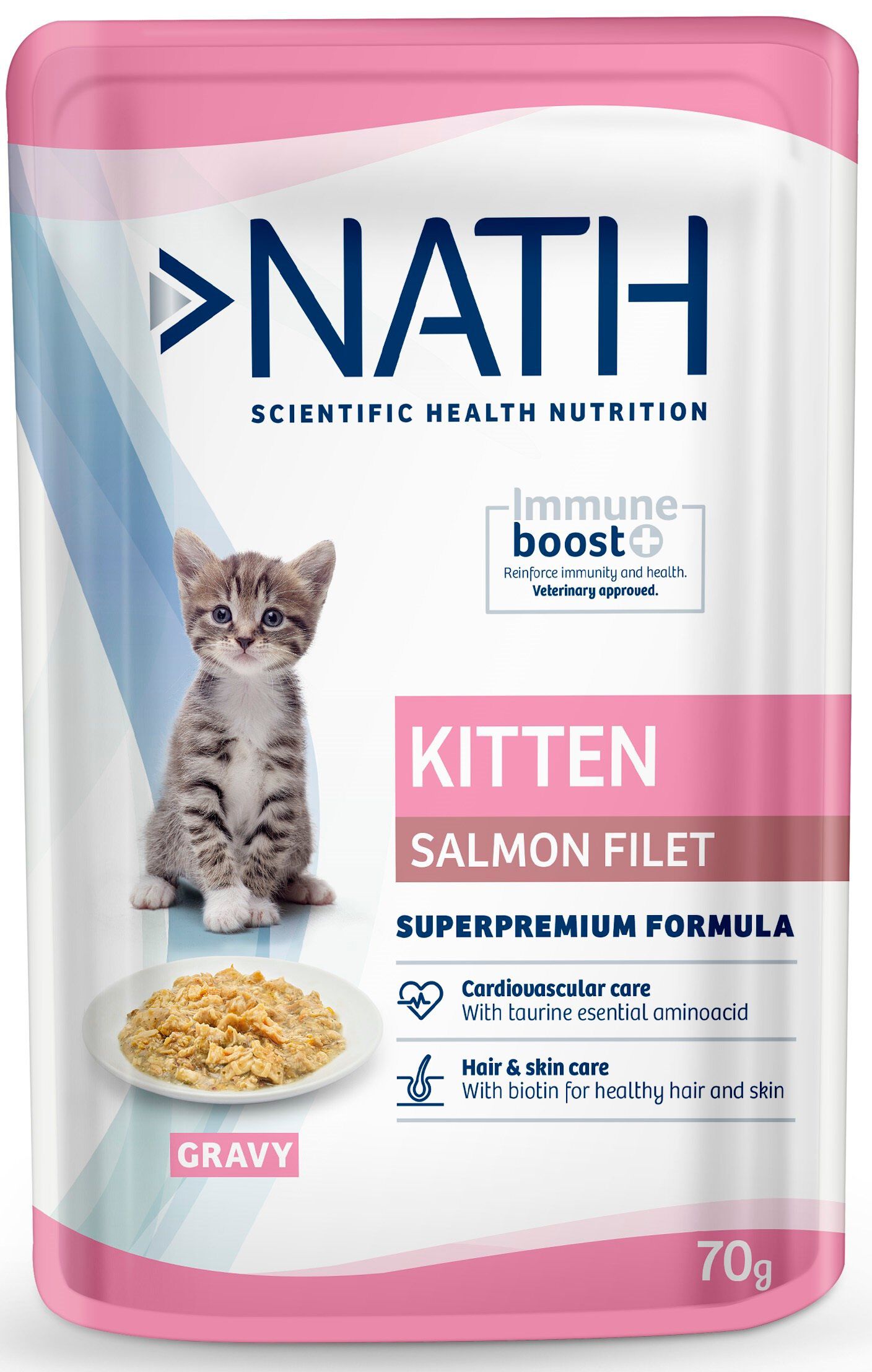 Nath - P&acirc;t&eacute;e en sauce au saumon pour Chatons de 4 &agrave; 12 mois - 70g Image num&eacute;ro 1