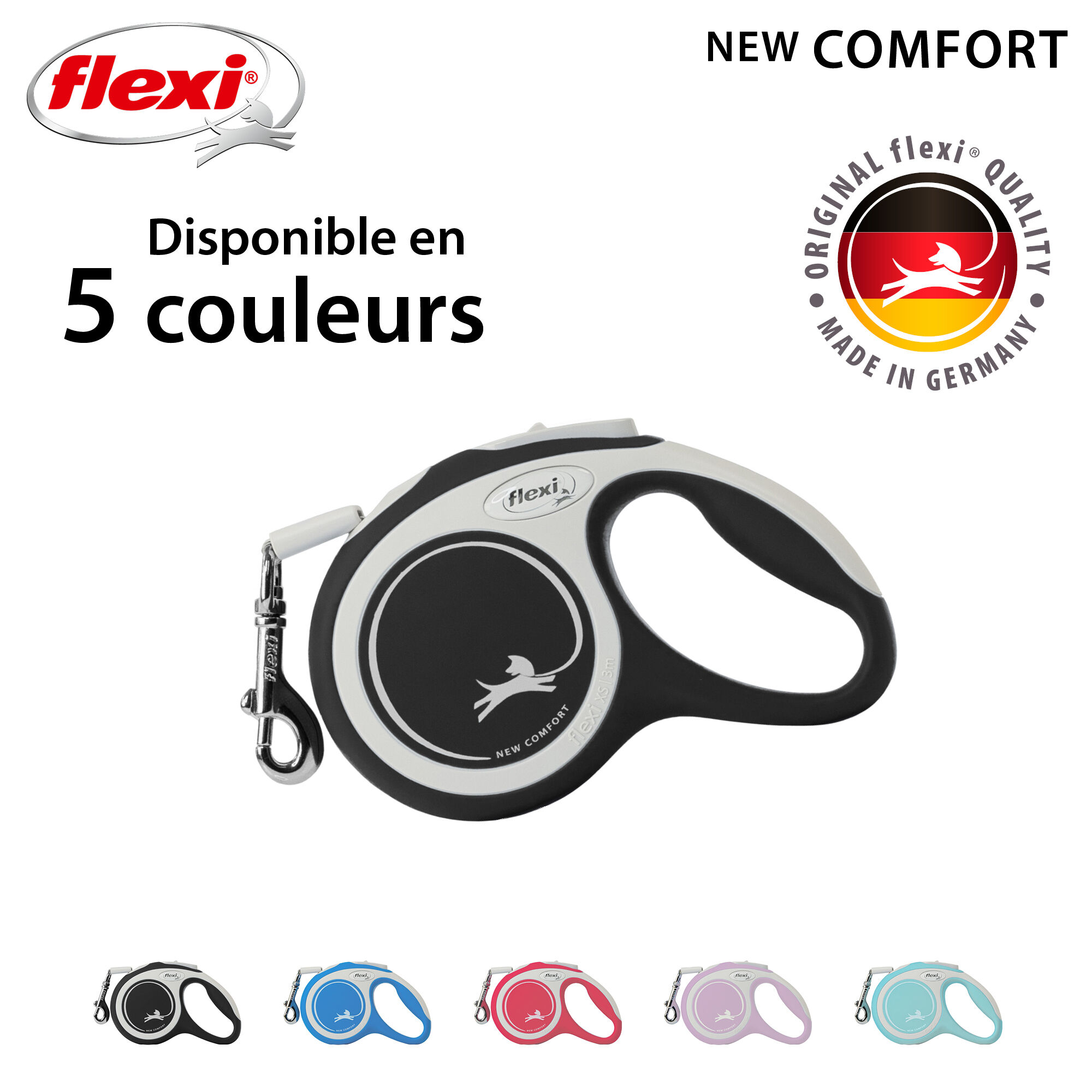 Flexi - Laisse New Confort Avec Sangle De 3m pour Chien Noir - XS 3m Image num&eacute;ro 8