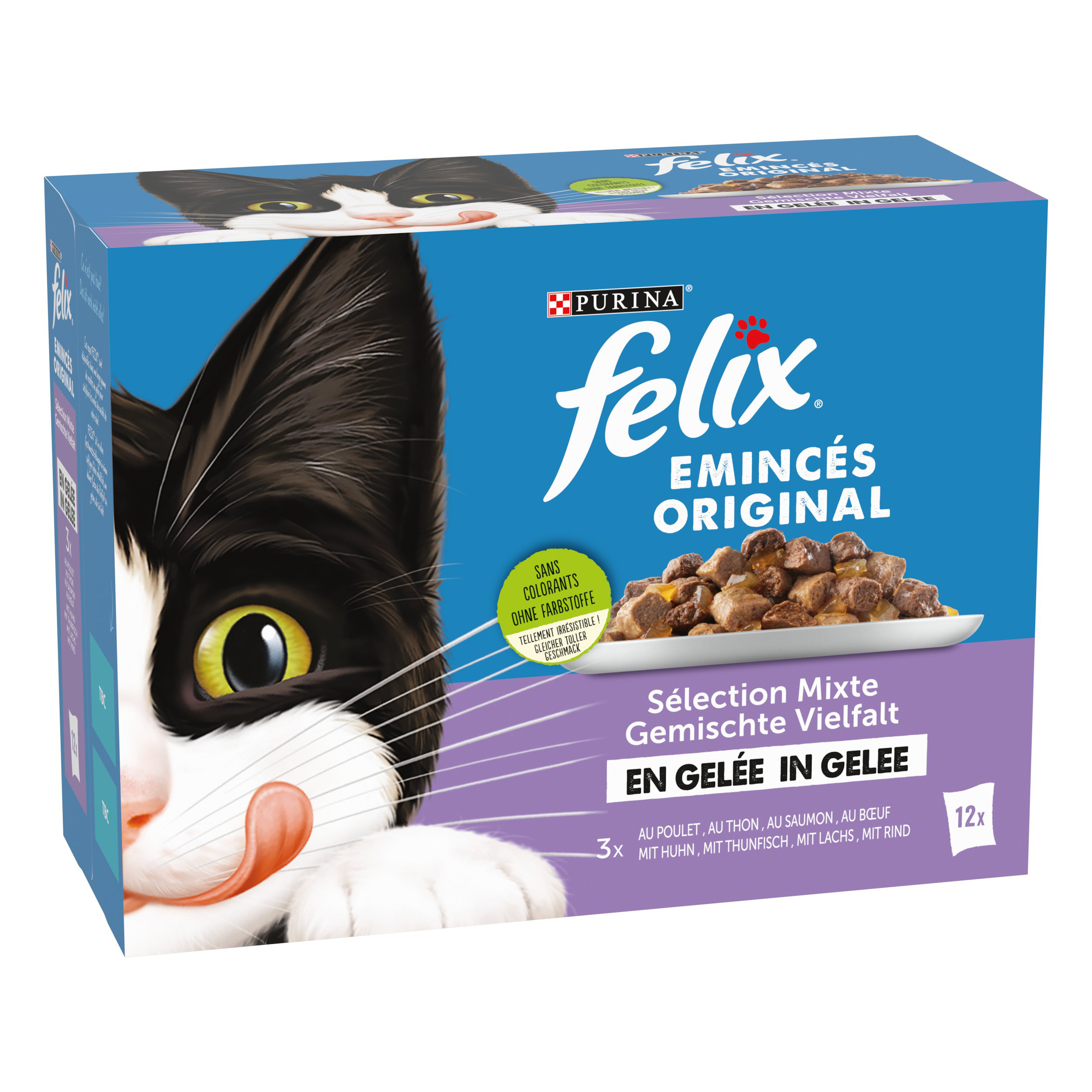 FELIX - Sachets Fra&icirc;cheur Eminc&eacute;s en Gel&eacute;e Selection Mixte pour chats adultes - 12x85g Image num&eacute;ro 1