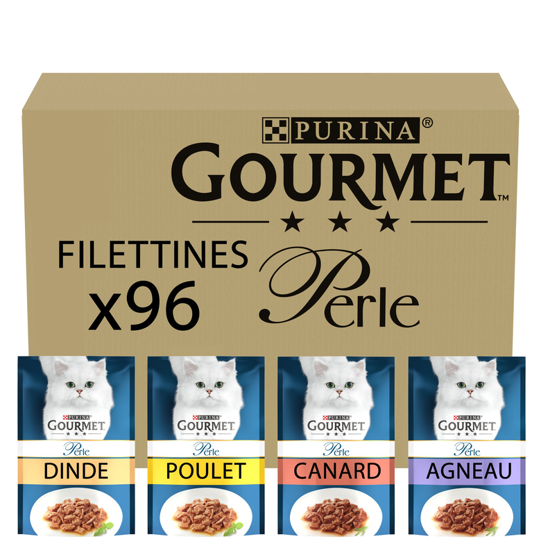 Gourmet - Sachets Repas PERLE Les Filettines en Sauce Multivariétés pour Chats Adultes - 96x85g image number null