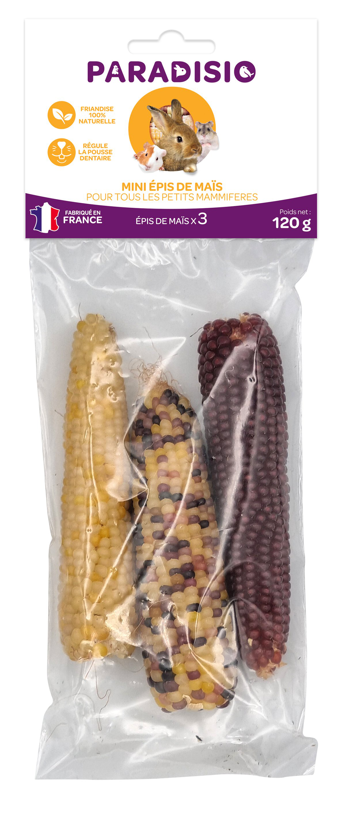 Paradisio - Epis de Mini Ma&iuml;s Couleur x3 pour Rongeurs - 120g Image num&eacute;ro 1