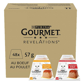 Gourmet - Repas REVELATIONS Mousseline Poulet et Bœuf nappée de sauce pour Chats - 48X57g