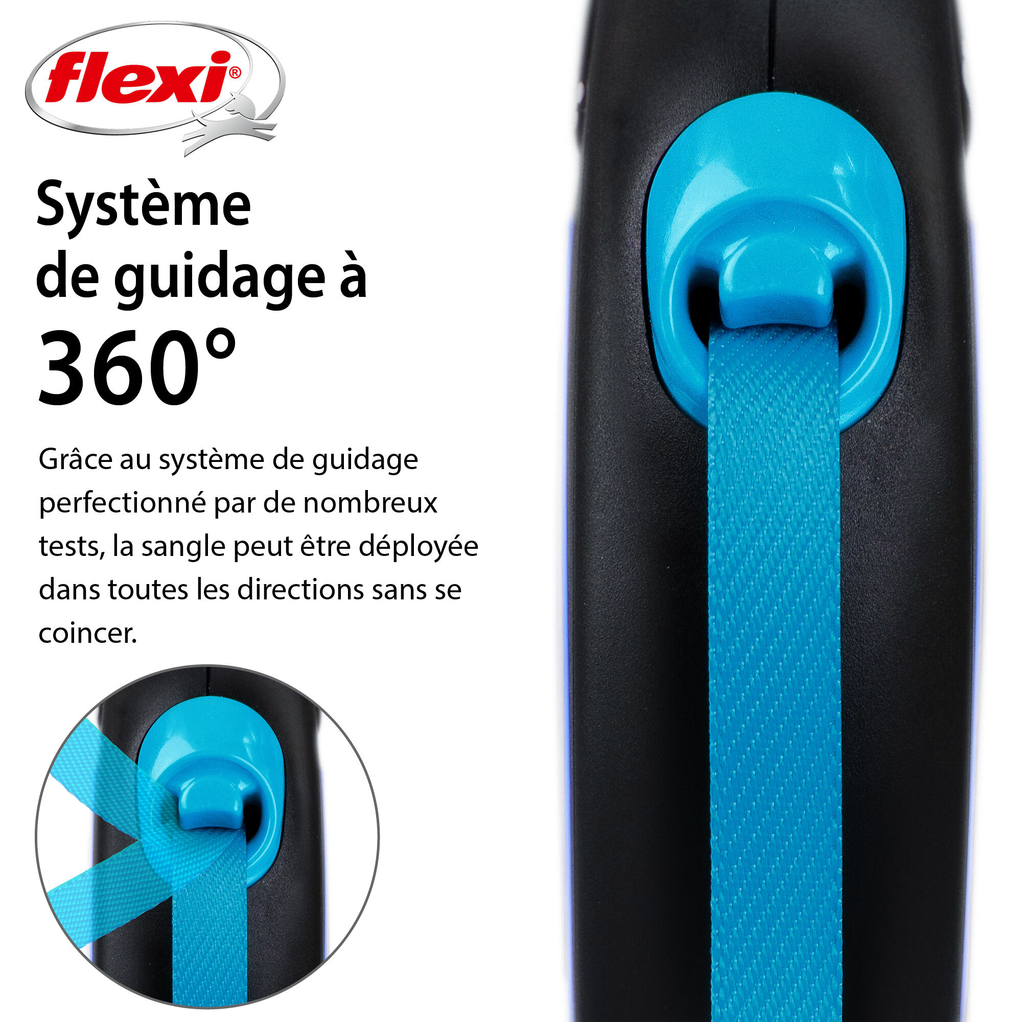 Flexi - Laisse Enrouleur Neon Sangle Bleu - M/5m Image num&eacute;ro 2