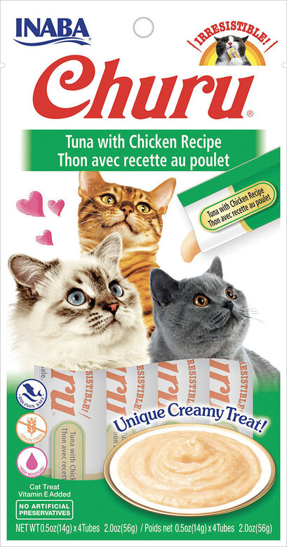Inaba - Friandises Churu Thon avec Recette au Poulet pour Chats - 4x14g Image numéro 1 Inaba - Friandises Churu Thon avec Recette au Poulet pour Chats - 4x14g Image numéro 1