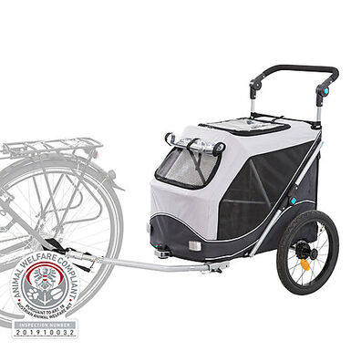 Trixie - Roulotte de vélo, fonction pliable rapidement, M: 63 × 95 × 90/132 cm, gris