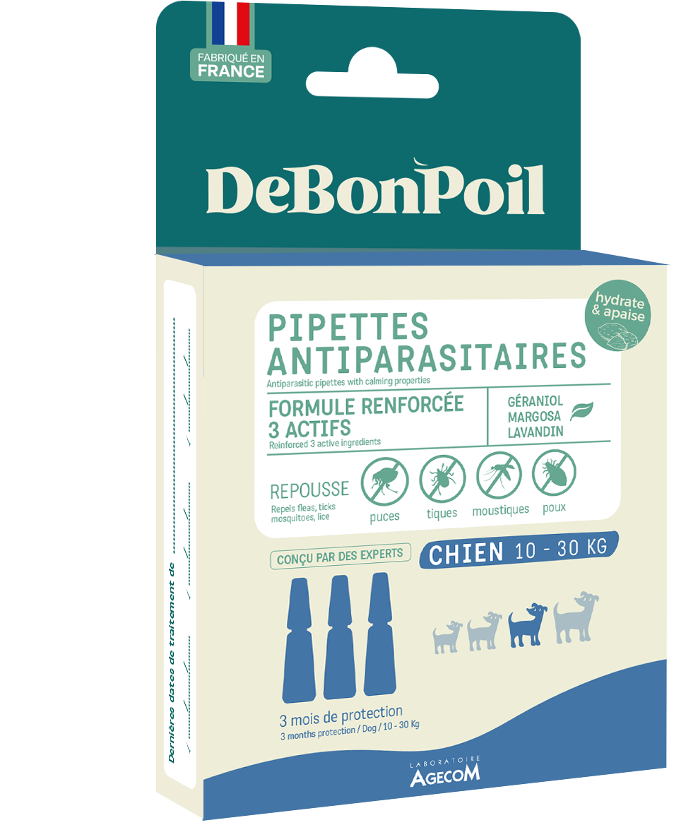 DeBonPoil - Pipettes Antiparasitaires et Apaisantes pour Chien de Moyenne Taille - x3 Image num&eacute;ro 1