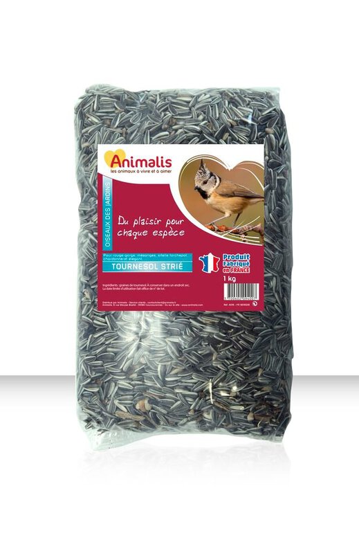 Animalis - Aliment Tournesol Strié pour Oiseaux des Jardins - 1Kg Image numéro 1 Animalis - Aliment Tournesol Strié pour Oiseaux des Jardins - 1Kg Image numéro 1