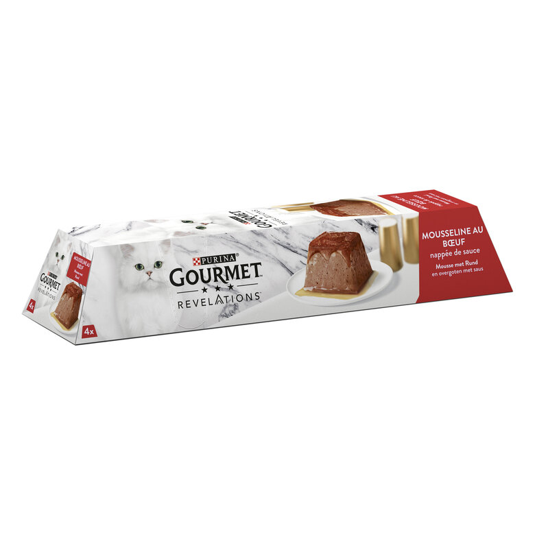 GOURMET - Repas REVELATIONS Mousseline Boeuf nappée de sauce pour Chats - 4X57g Image numéro 2 GOURMET - Repas REVELATIONS Mousseline Boeuf nappée de sauce pour Chats - 4X57g Image numéro 2