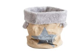 Ferribiella - Panier Jute Rembourré Gris pour Chats - 29x38cm