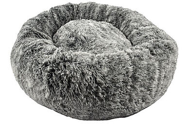 Bobby - Coussin Donut Poilu Gris pour Chien - M