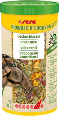 Sera - Friandises Flowers'n'Loops à base de Fleurs Sèches pour Reptiles Herbivores - 1L