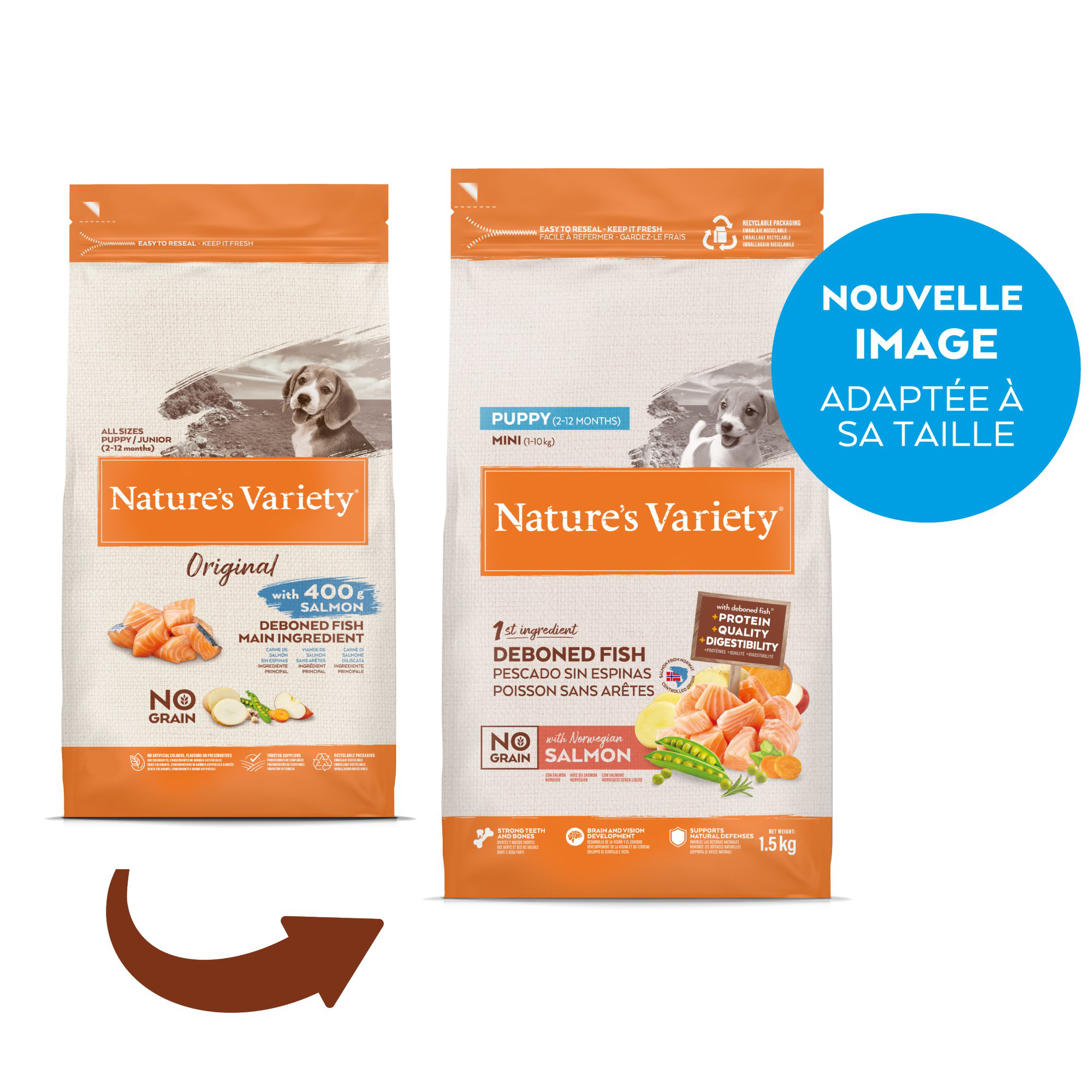 Nature's Variety - Croquettes No Grain Puppy Mini Au Saumon Pour Chiens - 1,5kg Image num&eacute;ro 1