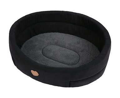 Animalis - Corbeille Tissus Suédine Noir et Gris pour Chien - T3