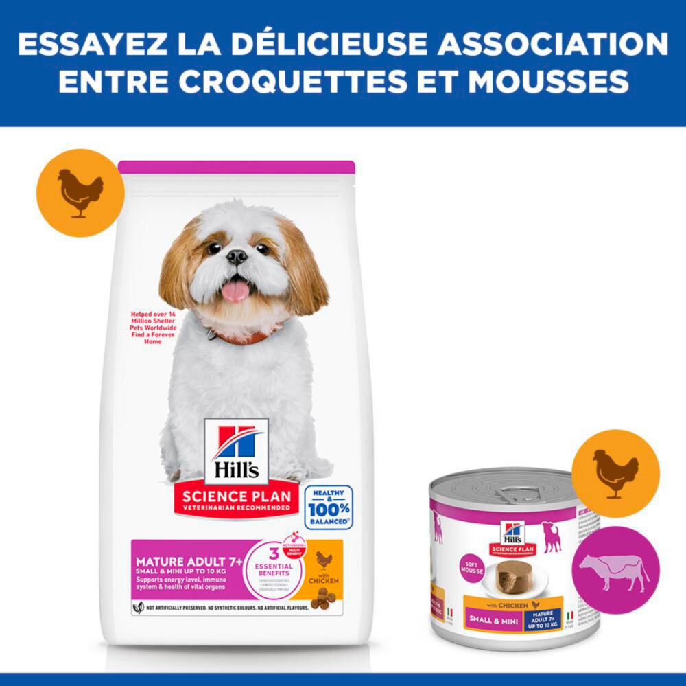 Hill's Science Plan - Mature Adult Small & Mini Croquettes Pour Petit Chien Ag&eacute; Au Poulet  -  1,5kg Image num&eacute;ro 11