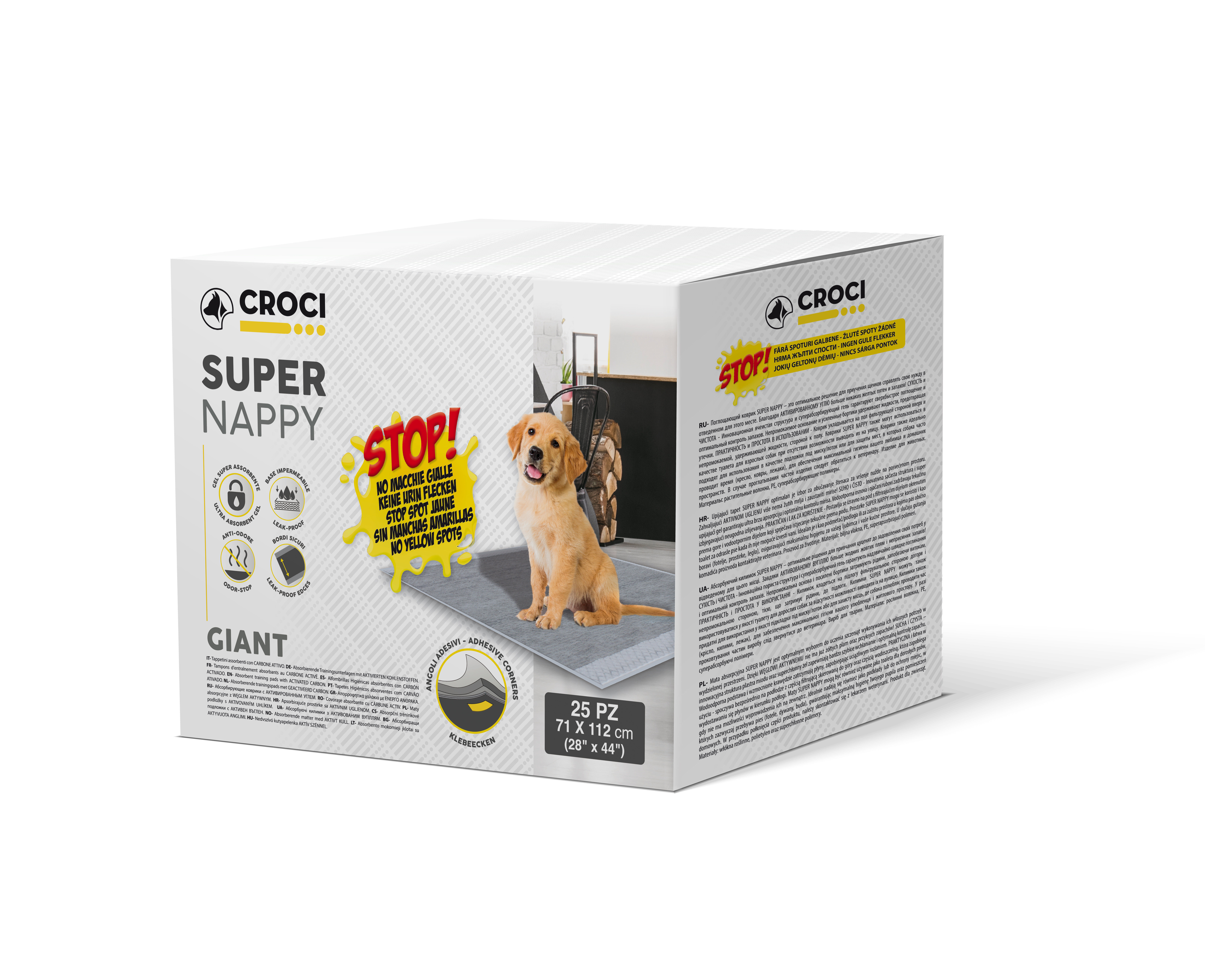 Croci - Tapis Hygi&eacute;nique Super NAPPY GIANT Charbon Actif x25 - 71x112cm Image num&eacute;ro 1