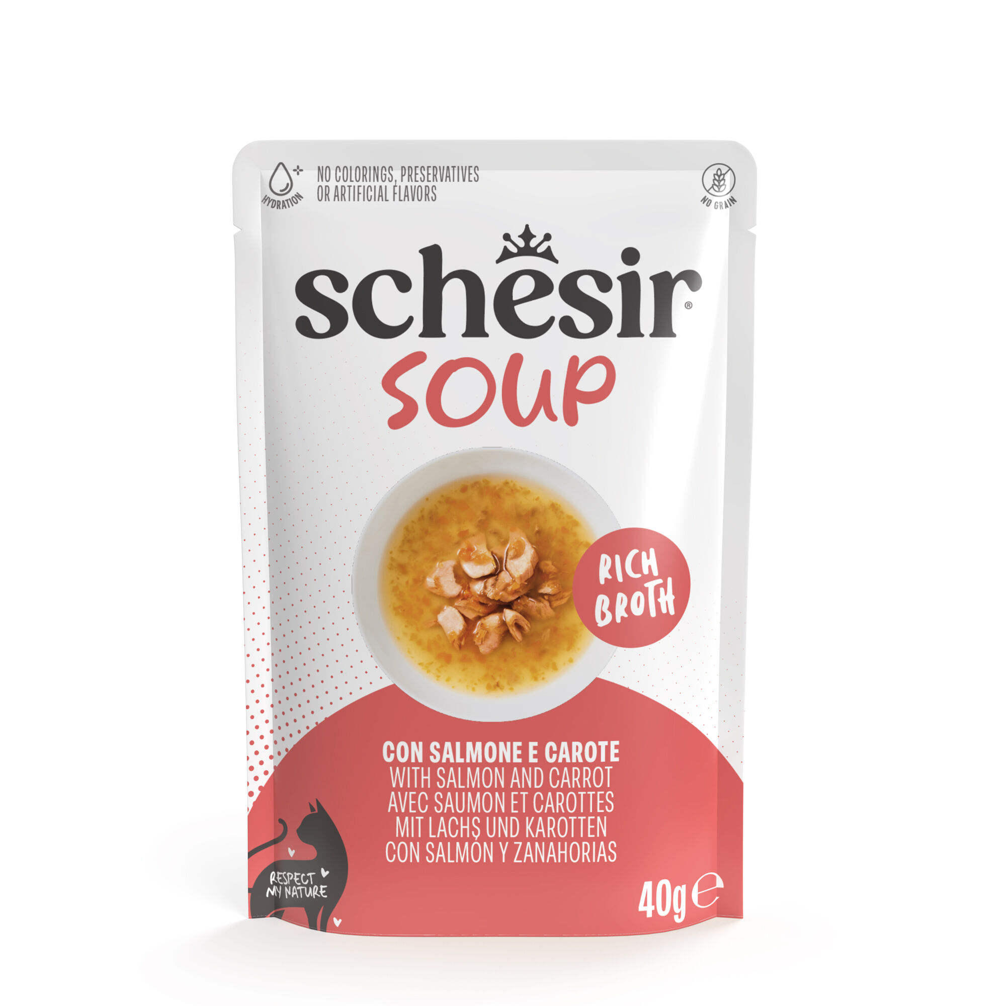 Schesir - Sachet Soupe au Saumon et Carotte pour Chats - 40g Image num&eacute;ro 1