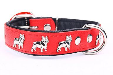 Yogipet - Collier Super Bouledogue Français Cuir pour Chien - Rouge