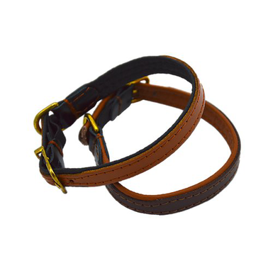 Comme Un Roi - Collier Cuir So Chic Caramel / Noir pour Chat - 30cm