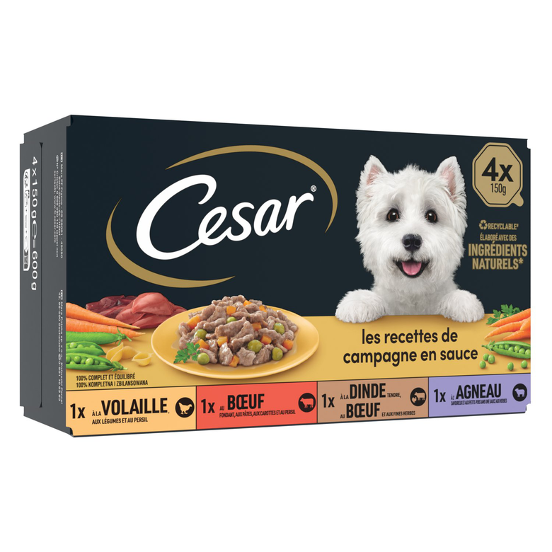 Cesar - Terrines À la Carte aux Viandes pour Chien - 4x150g Image numéro 1 Cesar - Terrines À la Carte aux Viandes pour Chien - 4x150g Image numéro 1