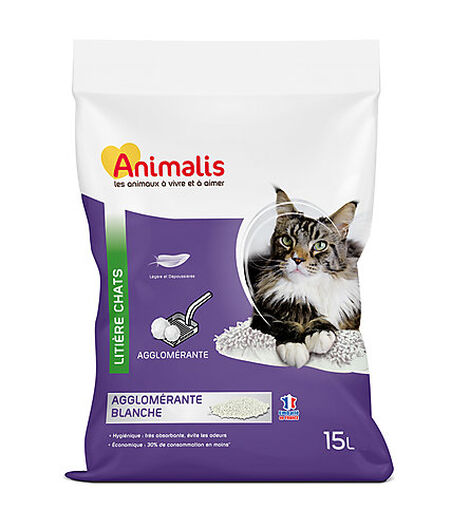 Animalis - Litière Agglomérante Blanche pour Chat - 15L image number null