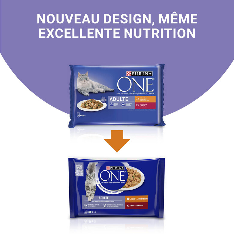 PURINA ONE - Sachets fraîcheurs Poulet et Boeuf pour Chats - 4x85g Image numéro 5 PURINA ONE - Sachets fraîcheurs Poulet et Boeuf pour Chats - 4x85g Image numéro 5