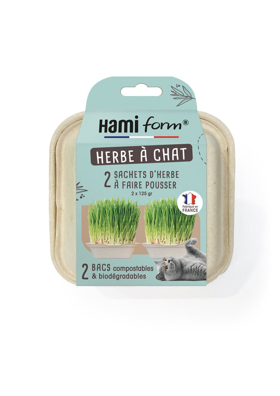 Hamiform - Herbe à Chat Prêt à faire Pousser - 2 x 125g Image numéro 1 Hamiform - Herbe à Chat Prêt à faire Pousser - 2 x 125g Image numéro 1