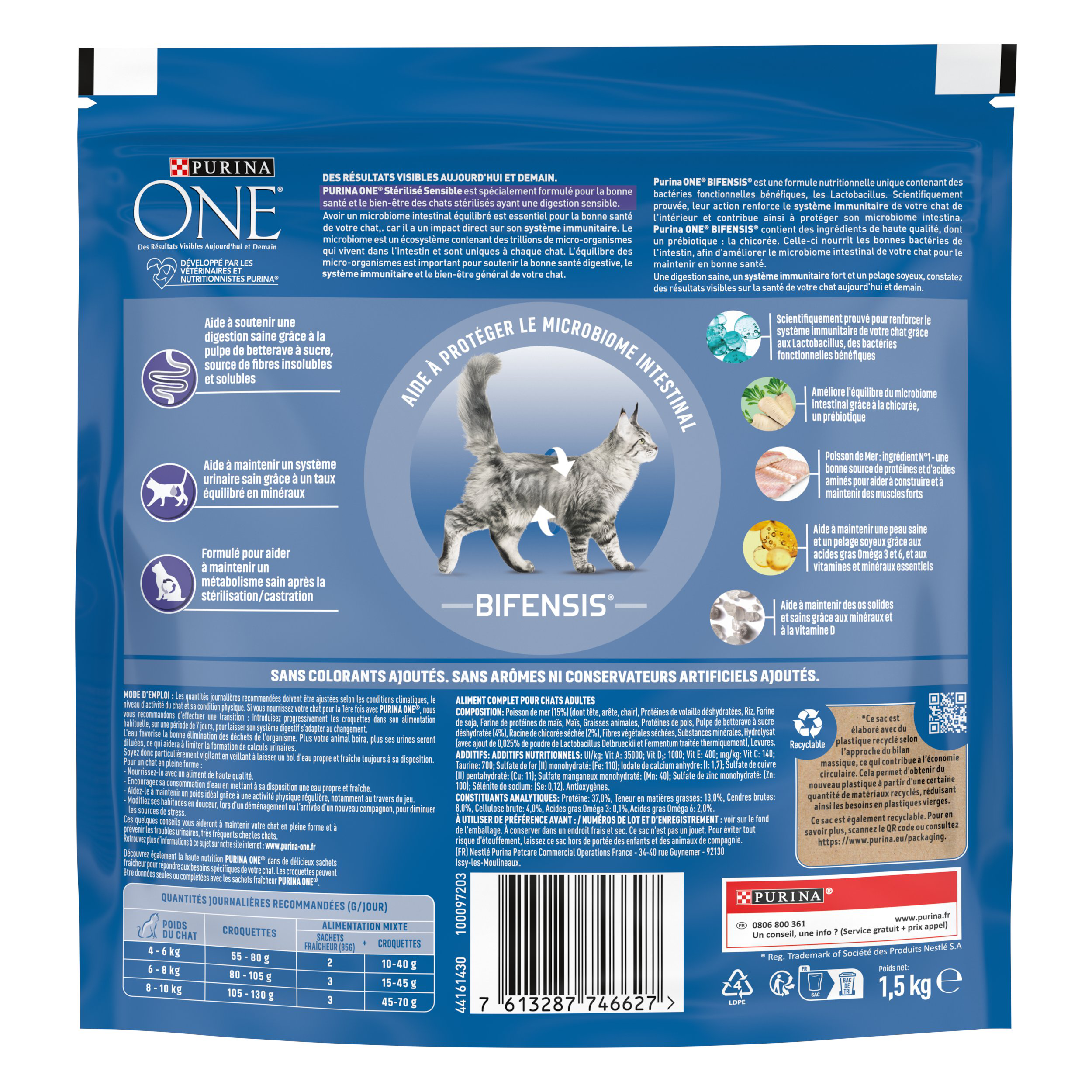 Purina One -  Croquettes Chat St&eacute;rilis&eacute; Sensible Poisson de mer - 1,5kg Image num&eacute;ro 2