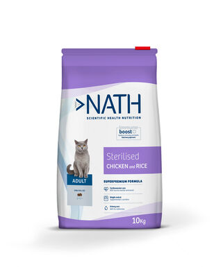 Nath - Croquettes Adult Sterilised au Poulet et Riz pour Chat - 10Kg