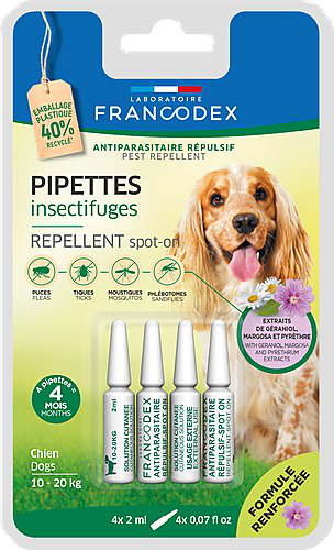 Francodex - Pipettes Antiparasitaires R&eacute;pulsives pour Chiens Adultes - x4 Image num&eacute;ro 1