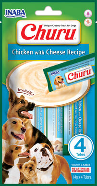 Inaba - Friandises Churu Recette au Poulet et Fromage pour Chiens - 4x14g