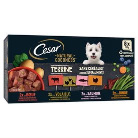 Cesar - Barquettes Terrine Natural Goodness 4 Vari&eacute;t&eacute;s pour Chiens Adultes - 8x100g