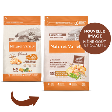 Nature's Variety - Croquettes Stérilisé No Grain Au Poulet Pour Chats - 3kg