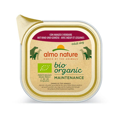 Almo Nature - Pâtée en Barquette Daily Menu Bio au Boeuf et Légumes pour Chien