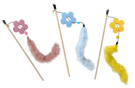 Wouapy - Jouet Fleur Canne a P&ecirc;che + Boa pour Chats - 40cm