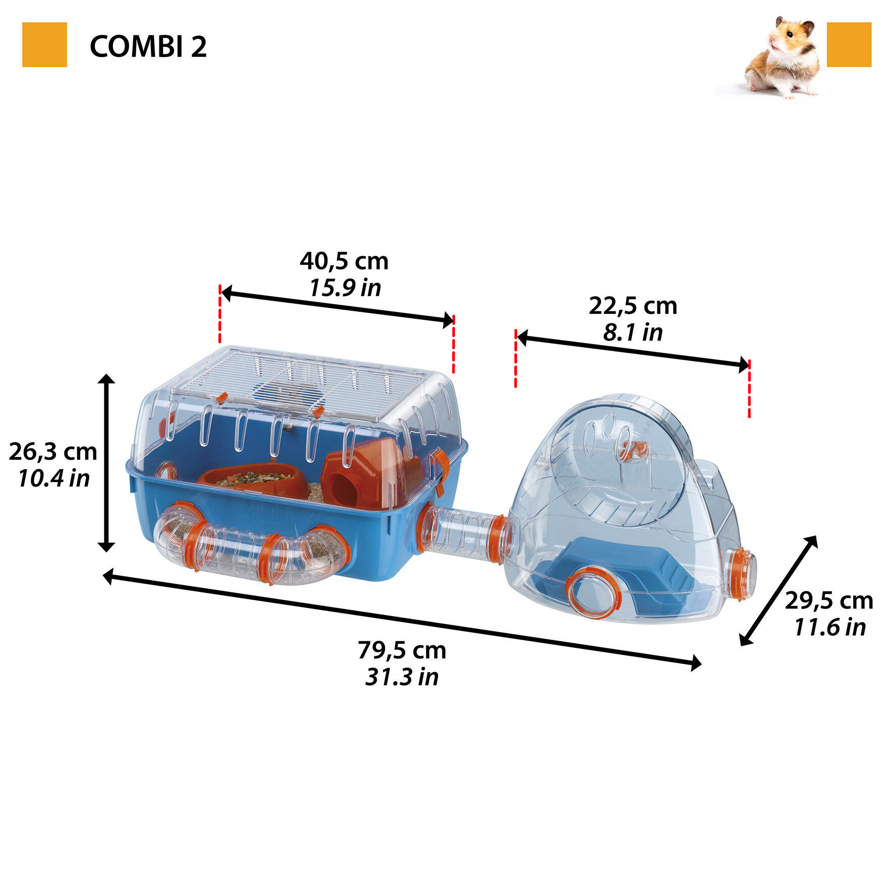 Ferplast - Cage Combi 2 pour Hamsters - 29x79x26cm Image num&eacute;ro 2