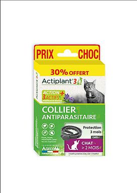 ActiPlant'3 - Collier Antiparasitaire pour Chat et Chaton - Gris