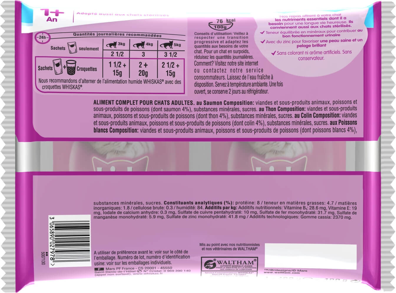 Whiskas - Sachets Fra&icirc;cheur en Gel&eacute;e 1+ S&eacute;lection aux Poissons pour Chat - 4x100g Image num&eacute;ro 2