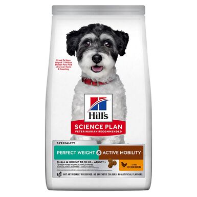 Hill's Science Plan - Croquettes Adult Small & Mini Perfect Weight + Mobility au Poulet pour Chien - 1,5Kg