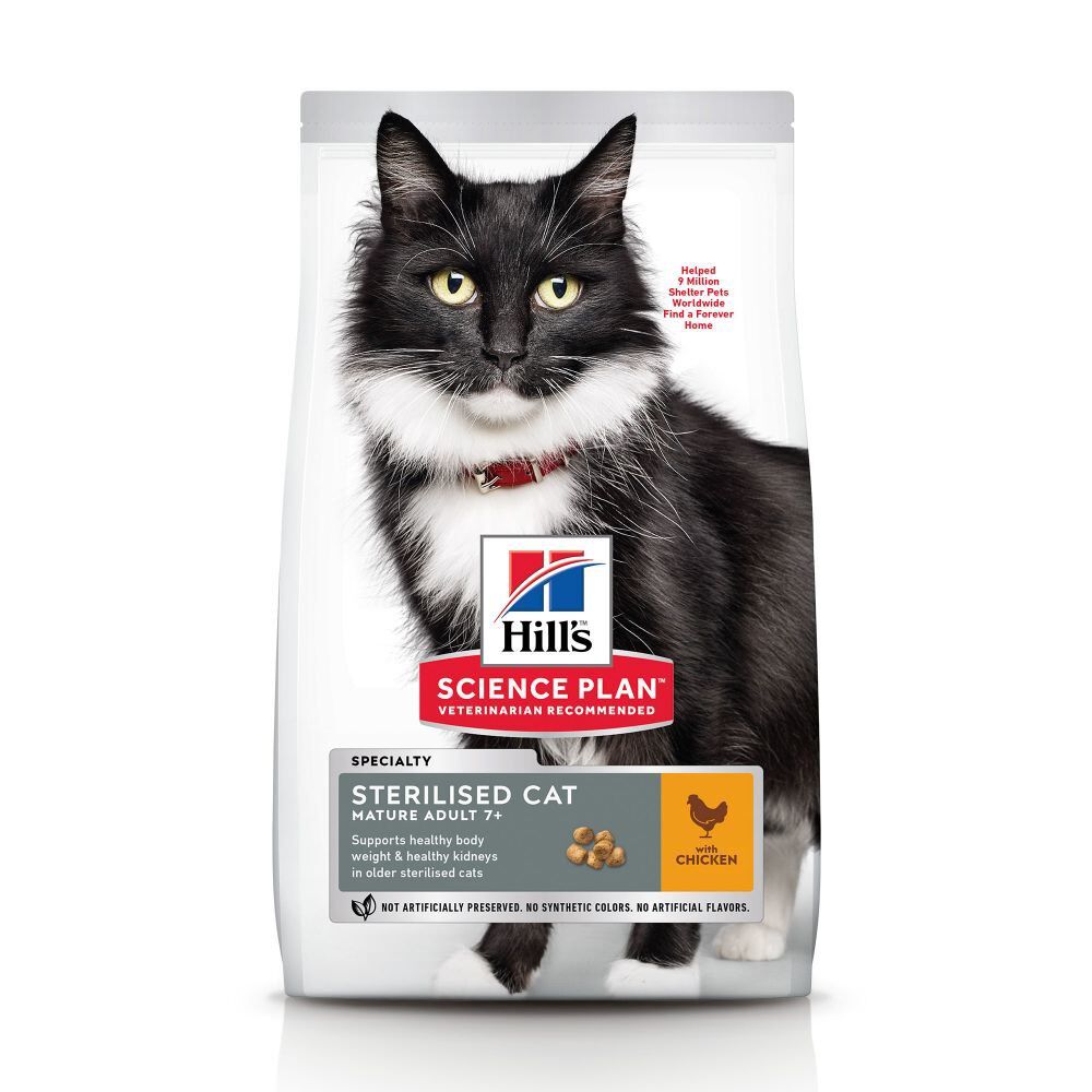 Hill's Science Plan - Mature Adult Sterilised Cat Croquettes Pour Chat Ag&eacute; St&eacute;rilis&eacute; Au Poulet - 3kg Image num&eacute;ro 1