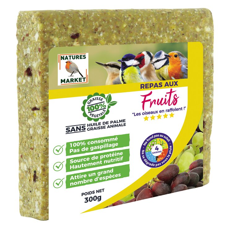 Natures Market - Graisse Végétale aux Fruits pour Oiseaux des Jardins - 300g Image numéro 1 Natures Market - Graisse Végétale aux Fruits pour Oiseaux des Jardins - 300g Image numéro 1